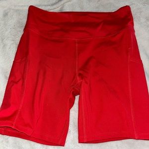 Red biker shorts
